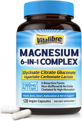 Magnesium Complex Supplement 6 in 1, 1160Mg Chelated Magnesium for Max Absorptio