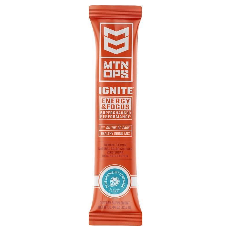 MTN OPS Ignite Blue Raspberry Lemonade Energy Drink Mix (Pack of 12)