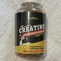 Puyflam Creatine Monohydrate Gummies Sugar-Free 5000mg 120 Ct Strawberry
