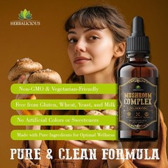Mushroom Supplement for Focus, Memory & Immunity Reishi Cordyceps Maitake Chaga