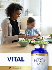 Niacin 500mg | Flush Free | 220 Capsules | Non-GMO, Gluten Free | by Carlyle