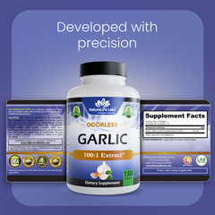 Odorless Pure Garlic 3000 mg per Serving Maximum Strength 150 Soft gels