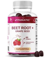 2 Vitamatic Beet Root Gummies 400mg with B6 (2mg) B12 Grape Seed Pomegranate &