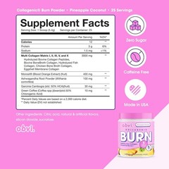 Obvi Collagenic Burn Powder | Multi-Collagen Peptide Blend with GBB Ashwagand…