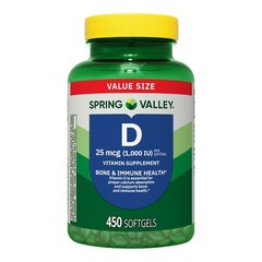 Spring Valley Vitamin D3 1000 IU Softgels, 450 Count