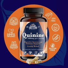 FLORIDA HERBS Quinine for Leg Cramps 1000 mg 110 Capsules Cinchona 100 Count