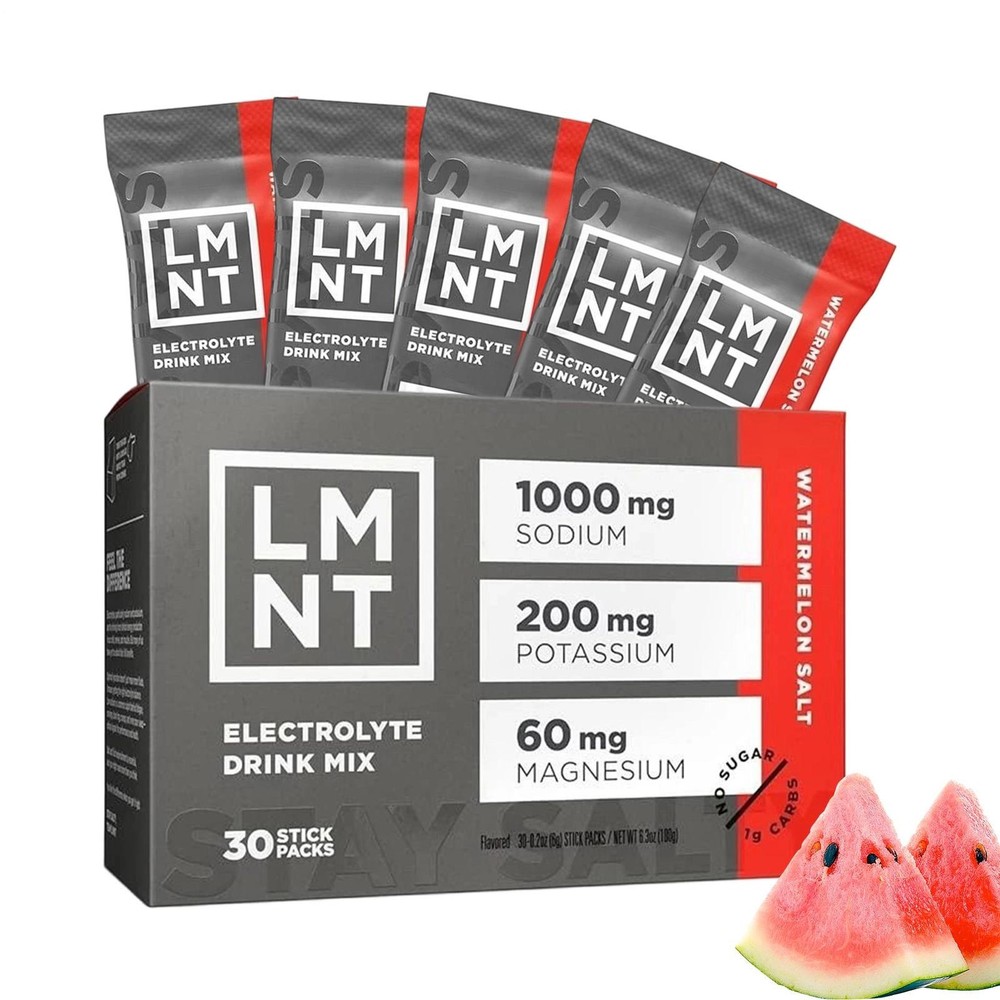 LMNT Zero Sugar Electrolyte Drink Mix Watermelon Salt 30 Packs Exp 02/2027