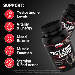 Force Factor Test X180 Boost Testosterone Booster Men 120 Tablets Boron