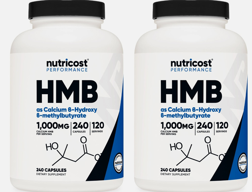 2 PACK – Nutricost HMB (Beta-Hydroxy Beta-Methylbutyric) 1000mg, 240 Caps Each
