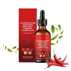 Pepper Cayenne Hawthorn Beet Root Turmeric Vitamin K2+D3 Liquid Drops 60ML