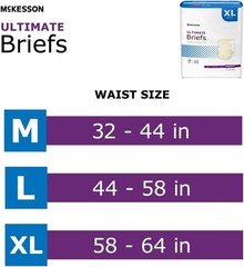 McKesson Ultimate Briefs, [60 Count], Size XL, 58-64 in. Incontinence Adult Di