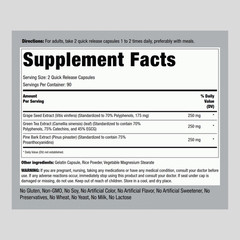 Grape Seed, Green Tea & Pine Bark Complex | 180 Capsules | by Piping Rock
