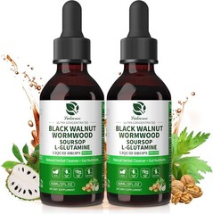 2 Pack Parasite Cleanse Detox Worm Soursop Black Walnut, Tincture Wormwood
