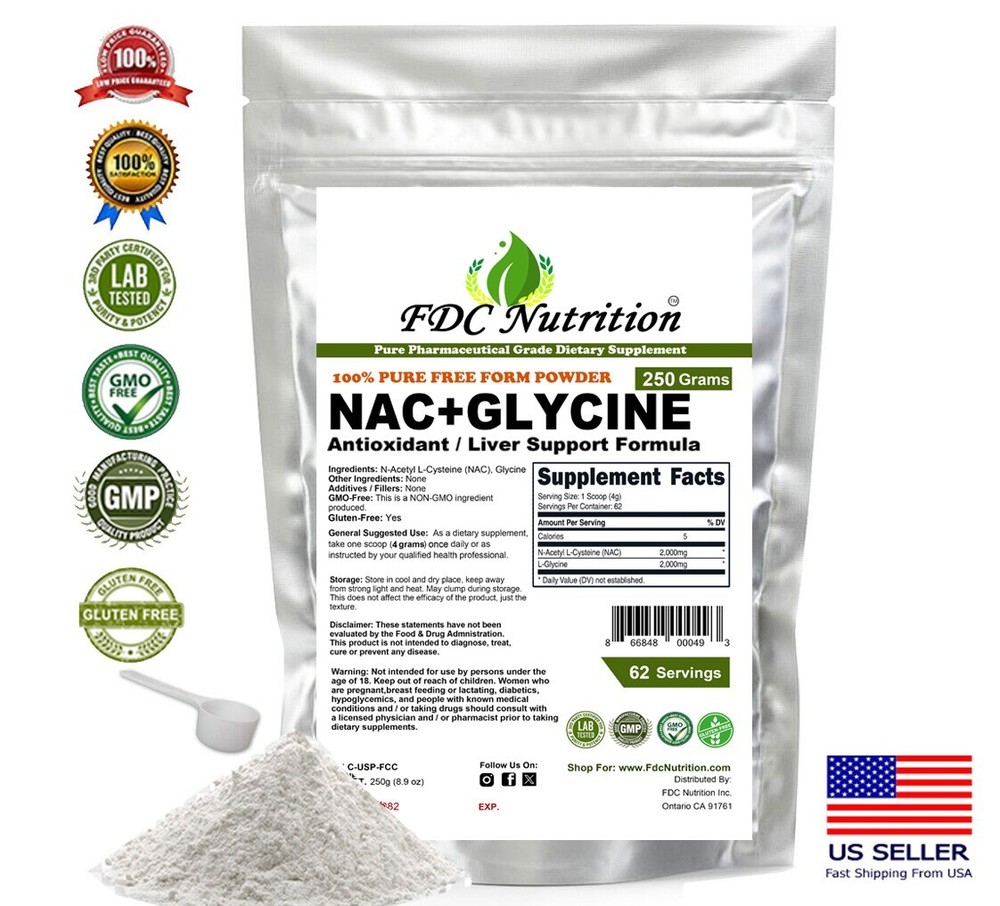 Pure NAC + Glycine Powder 250g | Antioxidant Liver Support | Vegan