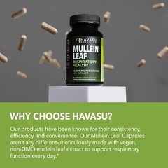 Mullein Leaf Capsules for Respiratory Health 5000mg Extract 10:1 Lung Supp, 30ct