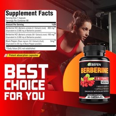Berberine Capsules with Black Pepper Extract – 90 Capsules – 3 Month Supply