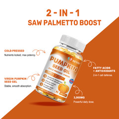 Pumpkin Seed Oil Saw Palmetto 3000mg Softgels Cold Press Virgin Bladder Health