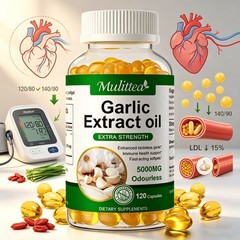 Odorless Garlic Extract Capsules 120ct – 500:1 Concentrate for Heart & Immune
