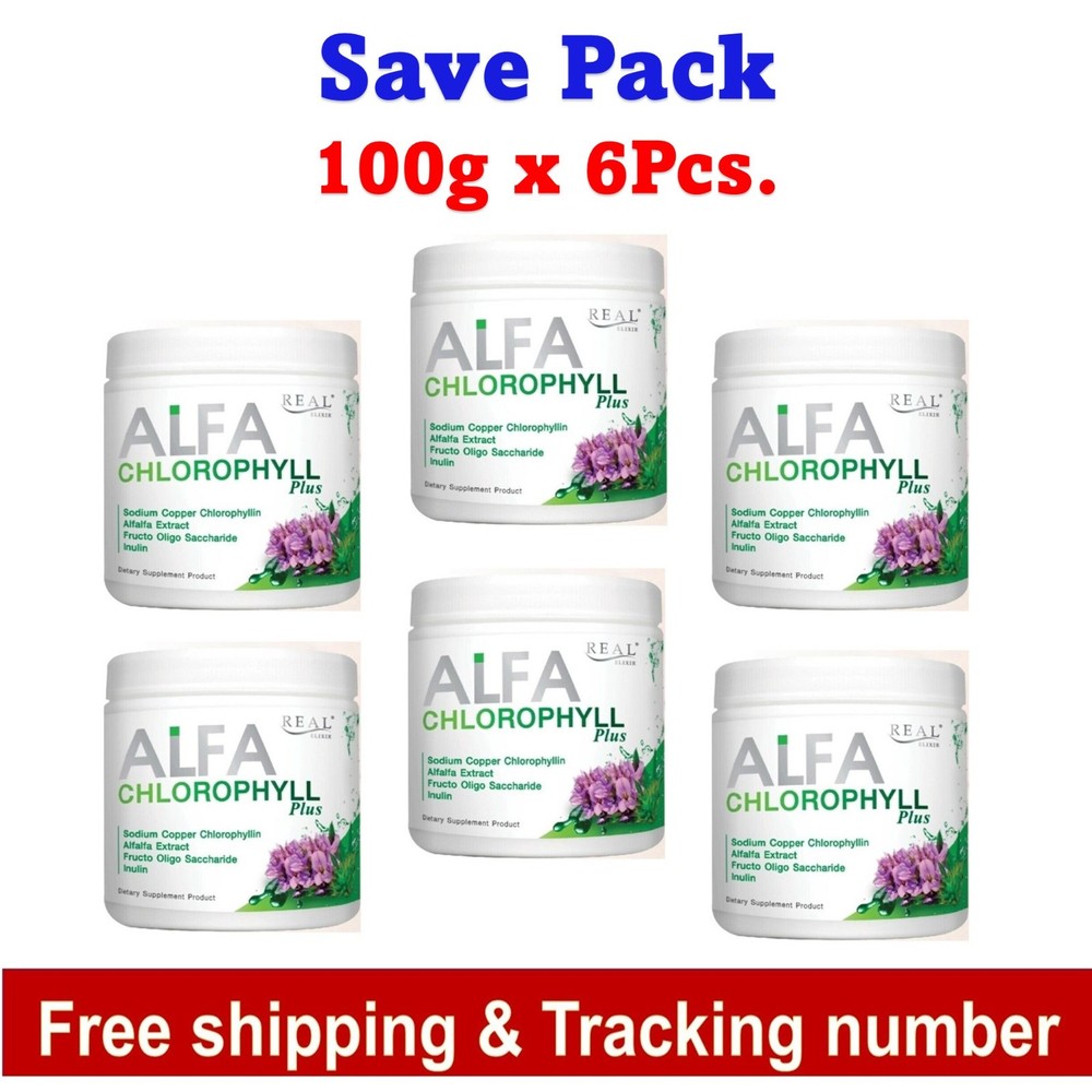 6x Real Elixir Alfa Chlorophyll Plus Natural Fiber Detox Drink Healthy Skin 100g