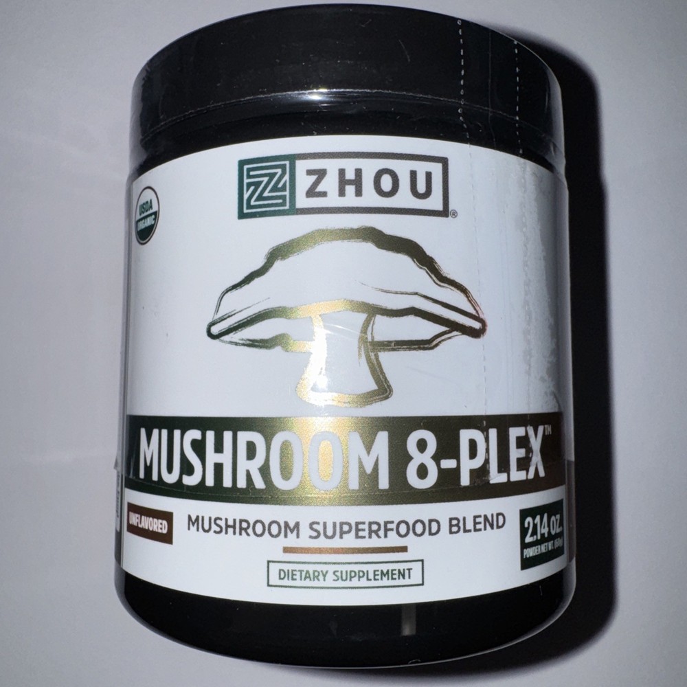 Zhou Mushroom 8-Plex | Boost Immune Support, Energy | 30 Servings, Exp 06/2027