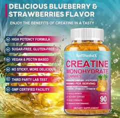 Creatine Monohydrate 8000mg Gummies with BCAA, L-Carnitine, Taurine & Vitamin B1