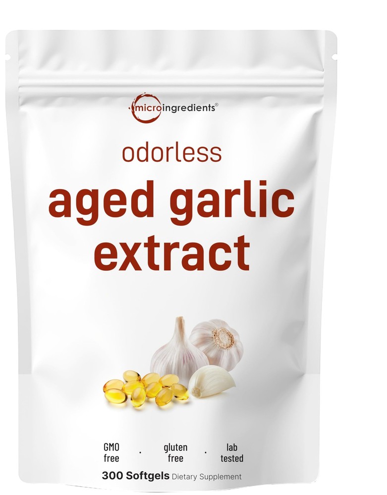 Odorless Garlic, 300 Softgels | 2 Years Aged Garlic Extract | Grown Allium Sa…