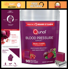 Beet Chews for Blood Pressure Support – 3-in-1 CoQ10 & Grape Seed Extract, 90 Ch