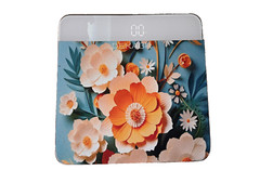 Digital Bathroom Scale Floral Rubber Non-Slip Round Edges Auto-Off + Mat