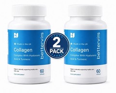 2 Pack BetterVits Collagen Complex 60 Hyaluronic Acid Turmeric Skin Hair Nails
