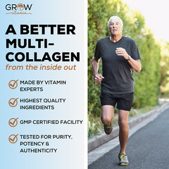Grow Vitamin Multi Collagen Plus Types I, II, III, V, & X, 1800MG – 90 Capsules