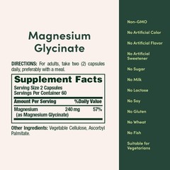 Nature’s Bounty High Absorption Magnesium Glycinate 240 mg, 120 Capsules