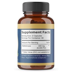 Nattokinase 8000 FU Capsules Supports Cardiovascular Blood Flow Health 30-120 CT