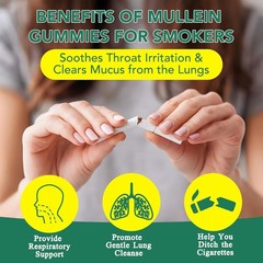 Mullein Gummies 60 Ct 2000mg Herbal Supplement Respiratory Support Pear