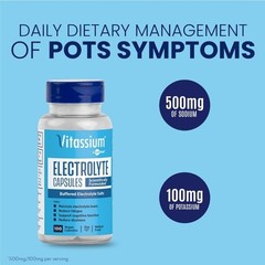Vitassium Electrolyte Capsules 100 Ct. POTS and High Sodium Diets, Exp 3/27