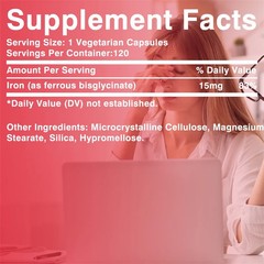 Iron Supplements 120pcs, Increase Energy, Reduce Fatigue, Improve Brain Health