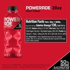 POWERADE Electrolyte Enhanced Fruit Punch Sport Drink, 20 fl oz 8pack