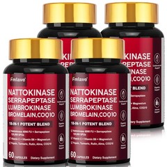 4 Pack Nattokinase Supplement 4000 FU 180 Capsules Non-Gmo, Gluten Free Exp 2027