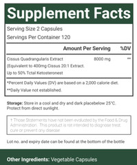 VitaCosmoX Cissus Quadrangularis Extract Maximum Strength 8000mg 240 Capsules
