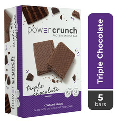 Power Crunch Original Protein Energy Bars, Triple Chocolate, 1.4 oz, 5 Count