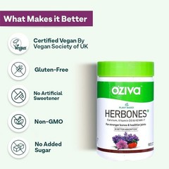 OZiva Plant Based HerBones Healthy Bones Supplement Certified Vegan – 60 Cap