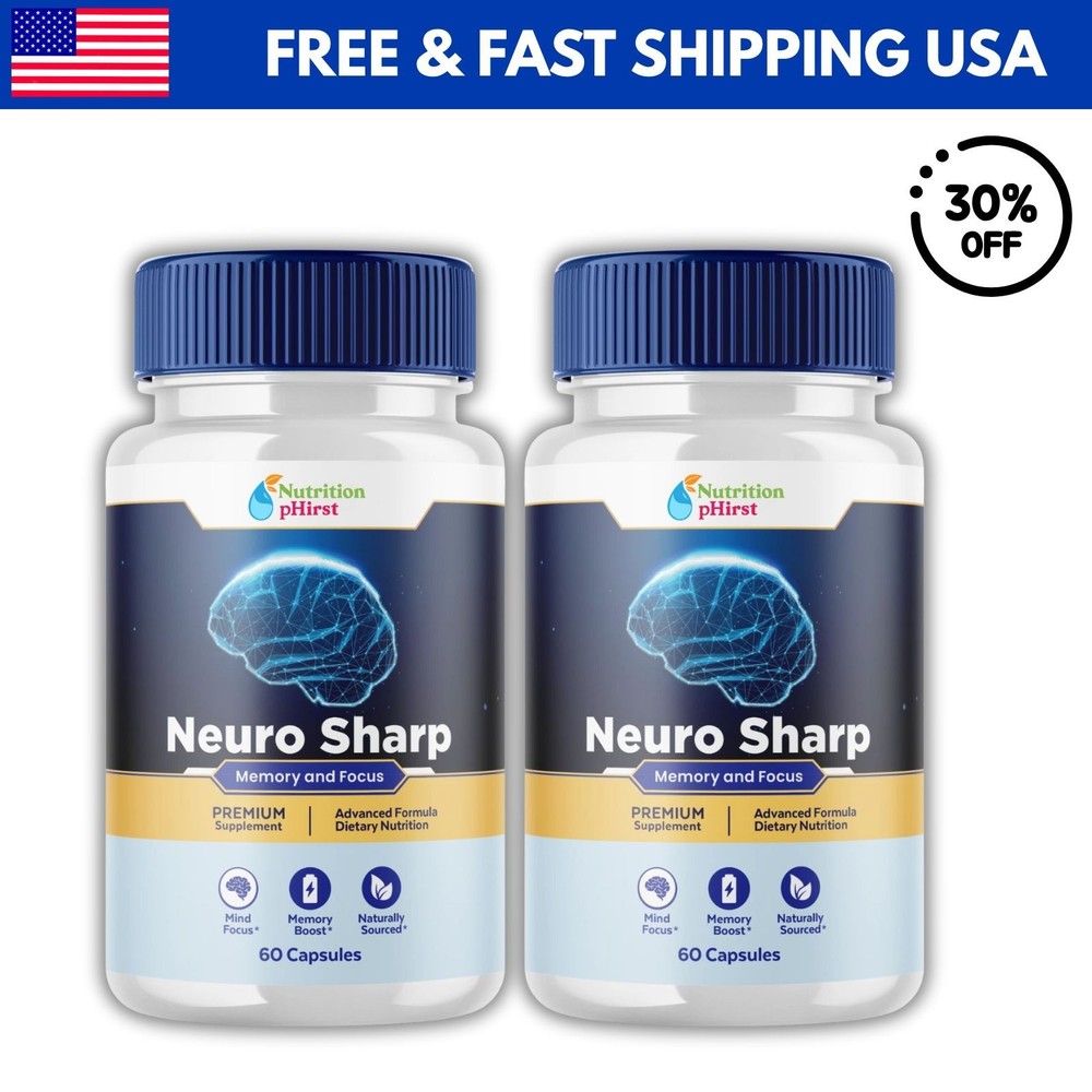 Neuro Sharp Nootropic All Natural Formula Brain Supplement 60 Capsules 2 Pack