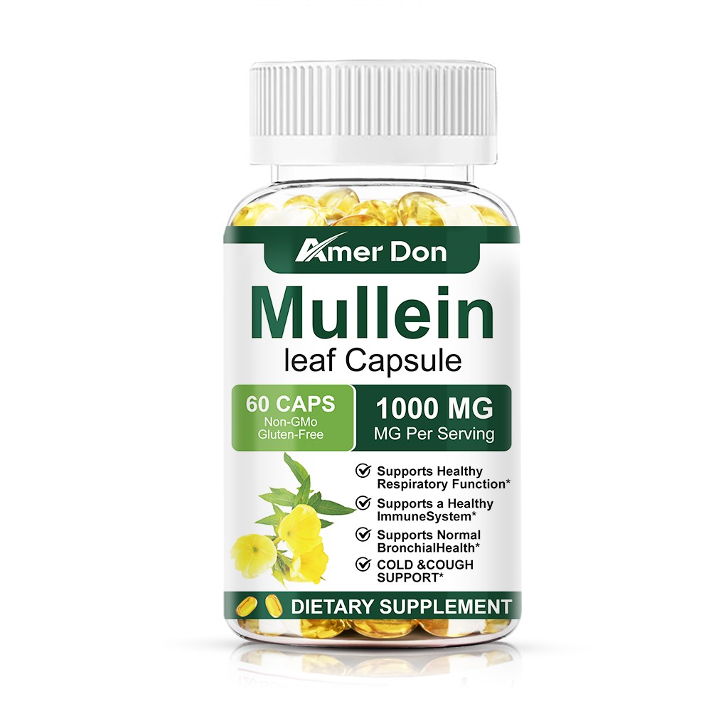 Mullein Leaf Capsules For Lung Cleansing & Detox Herbal Dietary Supplement