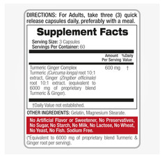 Tumeric Curcumin Max Potency and Ginger Complex 6000 mg, 180 Capsules Ultra high
