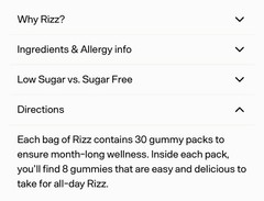Rizz Sugar-Free Superfood Probiotic Gummies LactoSpore Gut/Immune 1 Month