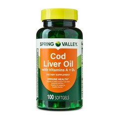 2 Pack Spring Valley Cod Liver Oil Vitamins A & D3 Supplement 100 Count