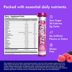 Zipfizz Energy Drink Powder, Electrolytes + B12, Sugar Free, Berry 20 Pack