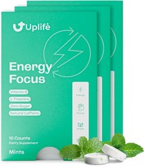 UPLIFE Focus & Energy Mints – 30 Count – Fast-Acting 40 mg Caffeine Gum with 80