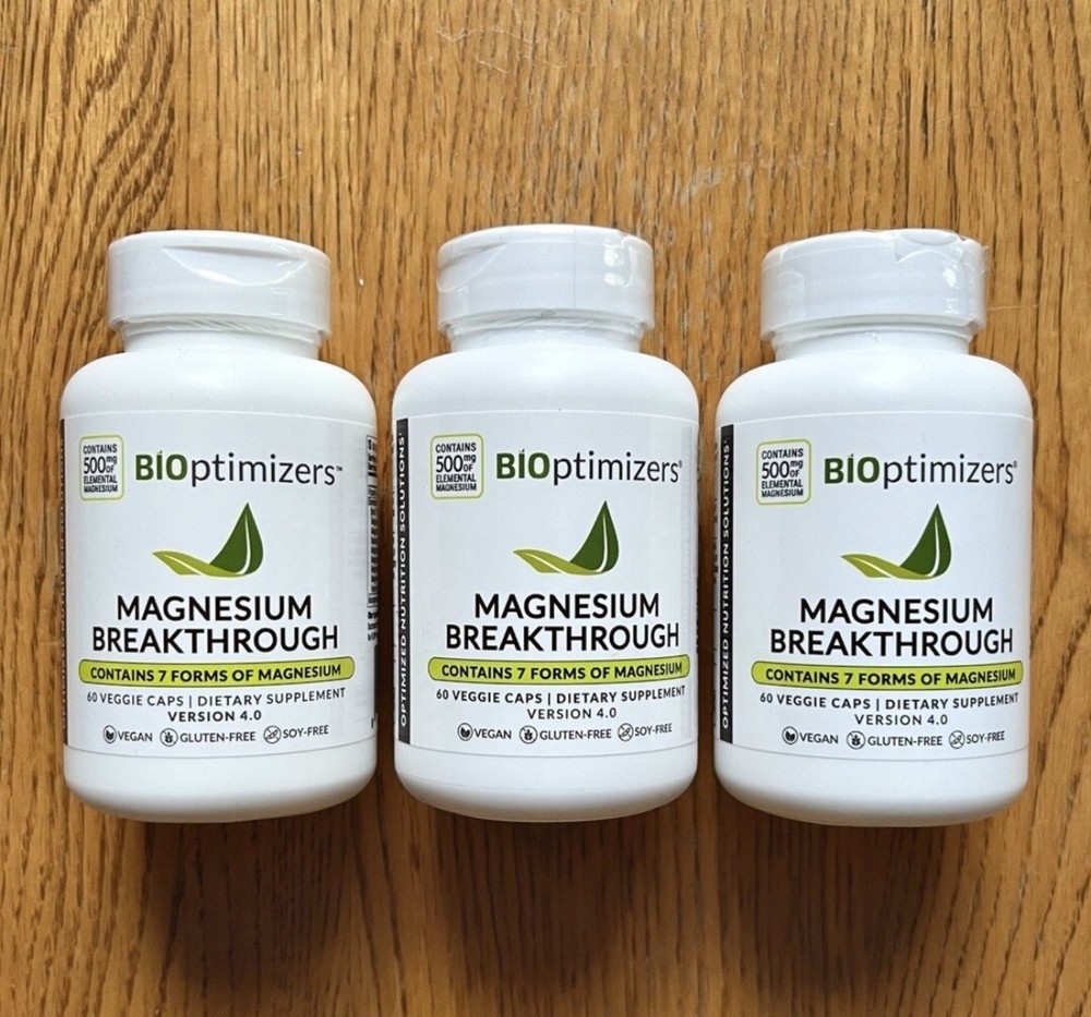 Bioptimizers Magnesium Breakthrough all 7 essential forms, 60 capsules-3 pack