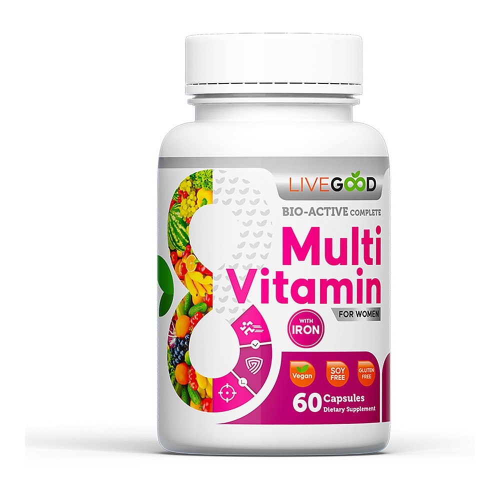 LIVEGOOD Bio-Active Complete Multivitamin for Women with Iron, Daily Women’s …