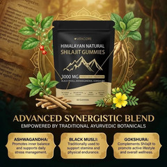 vitadrive Himalayan Shilajit Gummies for Men & Women, Gluten-Free, 60 Gummies